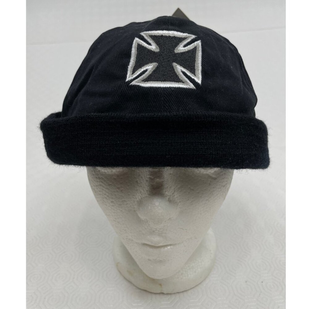 CSI Biker Hat Cotton Motorcycle Bennie Bullet Cap Embroidered Cross NWT One Size